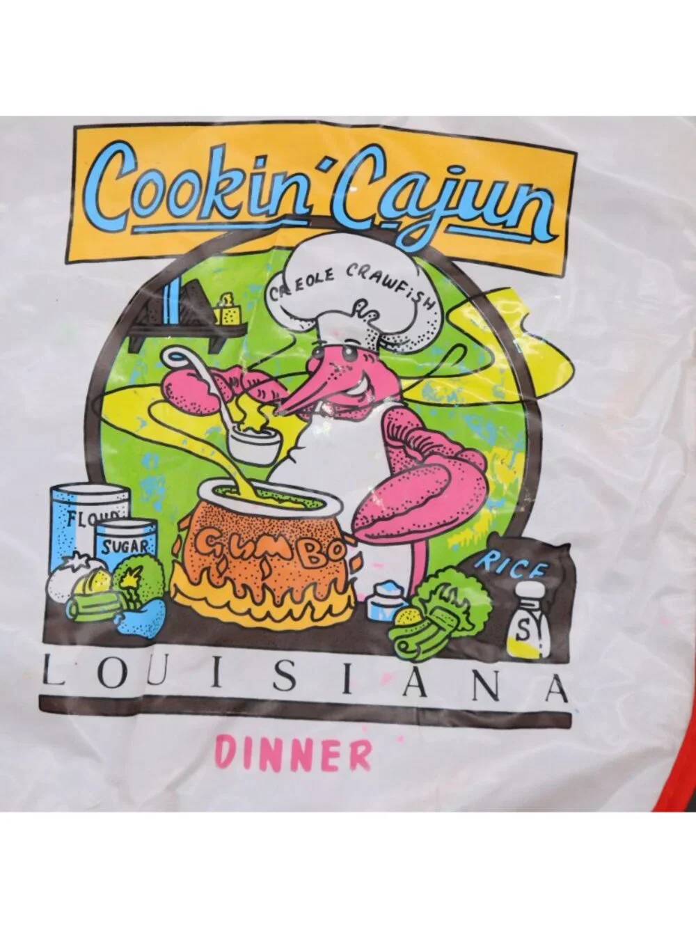 Set of 2 Vintage Vinyl Cajun Baby Bibs Louisiana Crawfish Cookin' Cajun Gumbo